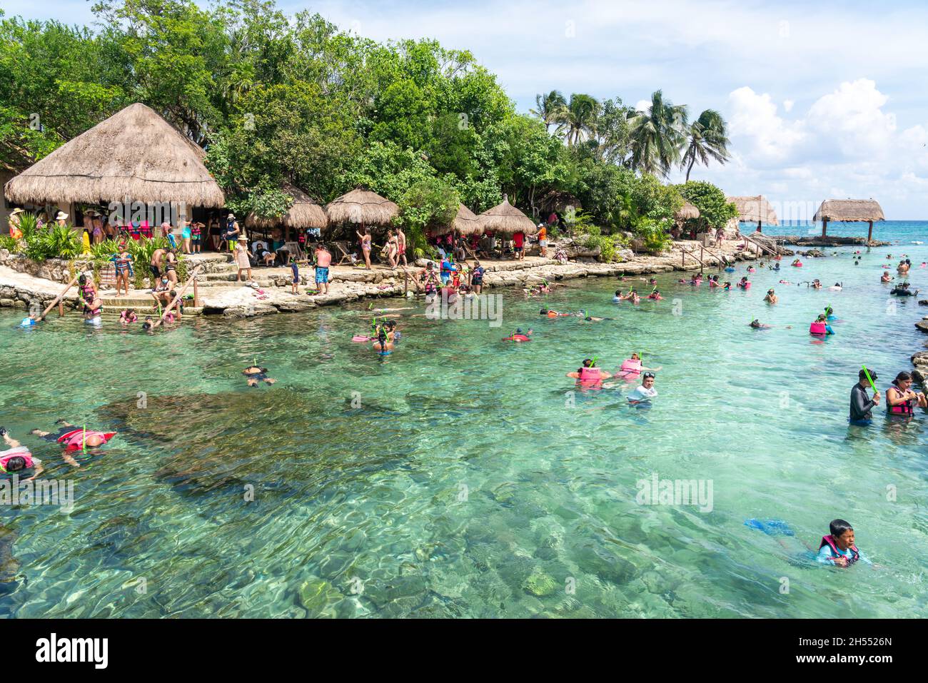 Cancun, Mexico September 13, 2021 Snorkeling at XCaret park on the