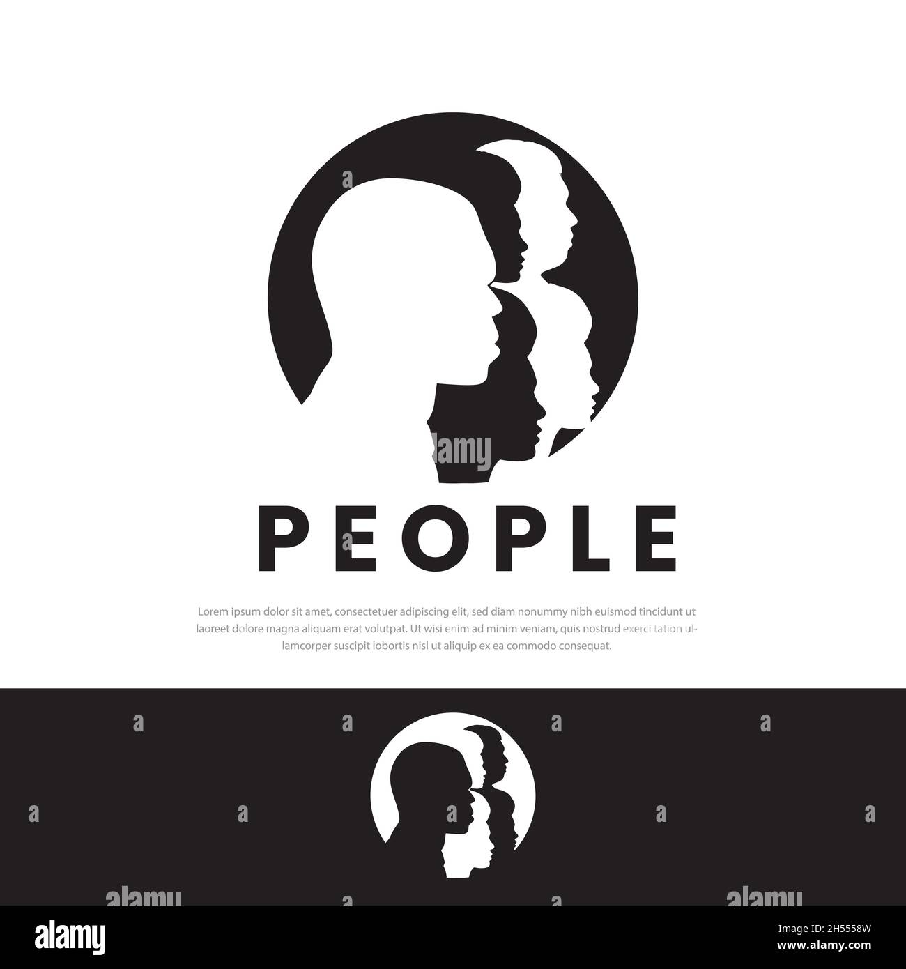 Isolated Black Face Profile Logo. Man, Woman, Family Silhouette. Male and Female Signs Vector. Stock Vector