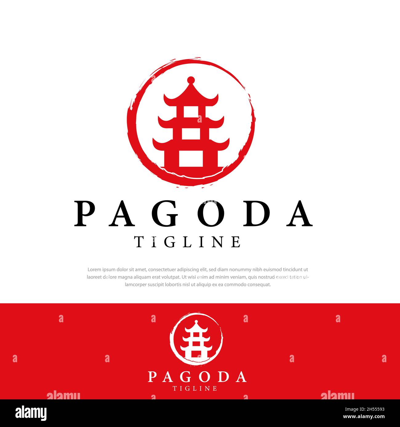 Pagoda logo in circle illustration Stock Vector