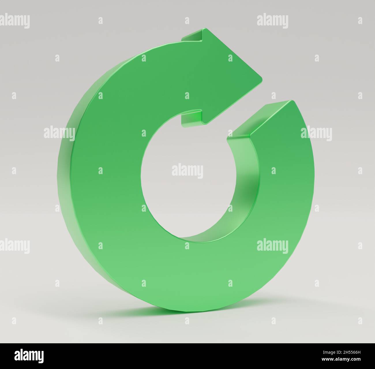 Green circular redo arrow. 3D rendering illustration. Isolated. Stock Photo