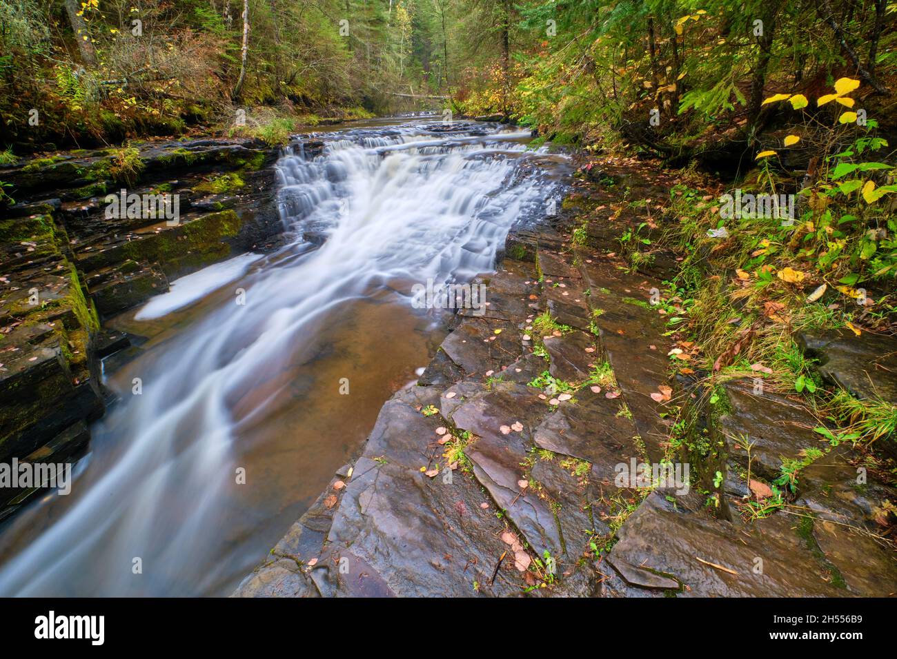 Cedar falls are located within the Cedar Creek Conservation Area near Thunder Bay Ontario Canada. Stock Photo