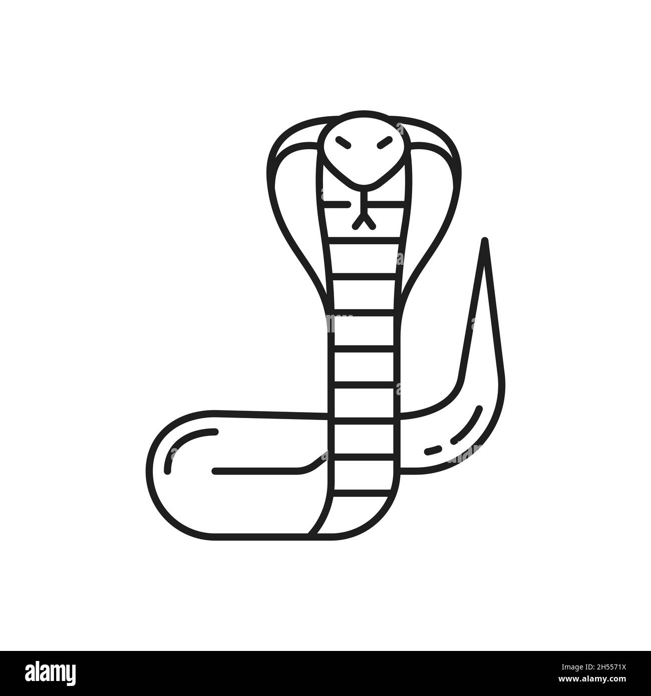 Thailand snake isolated thin line icon. Vector poisonous crawling invertebrate carling animal, linear Viper snake or rattlesnake from Thai or Thailand Stock Vector
