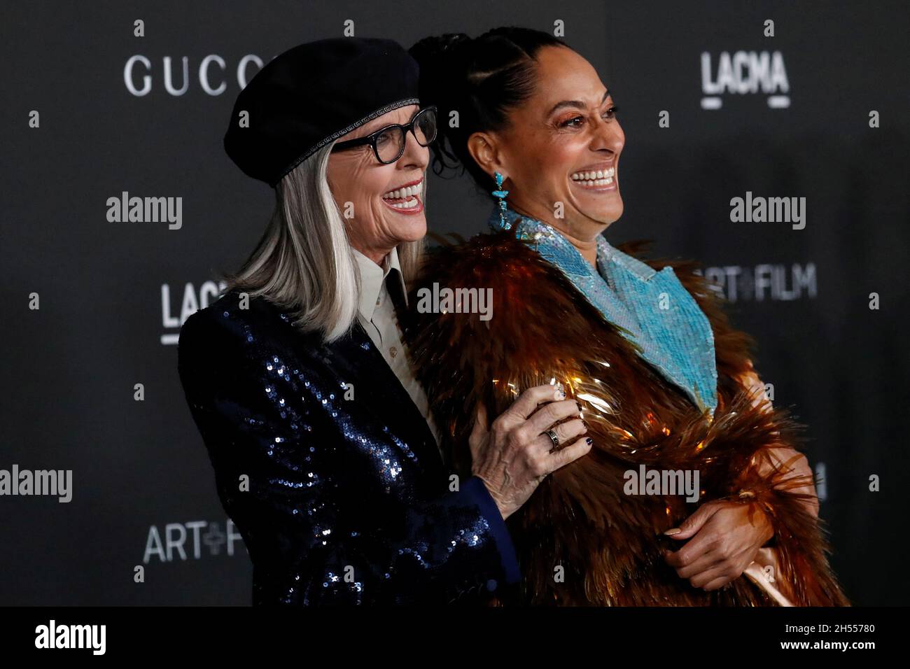 Actors Diane Keaton and Tracee Ellis Ross pose at the LACMA Art+Film