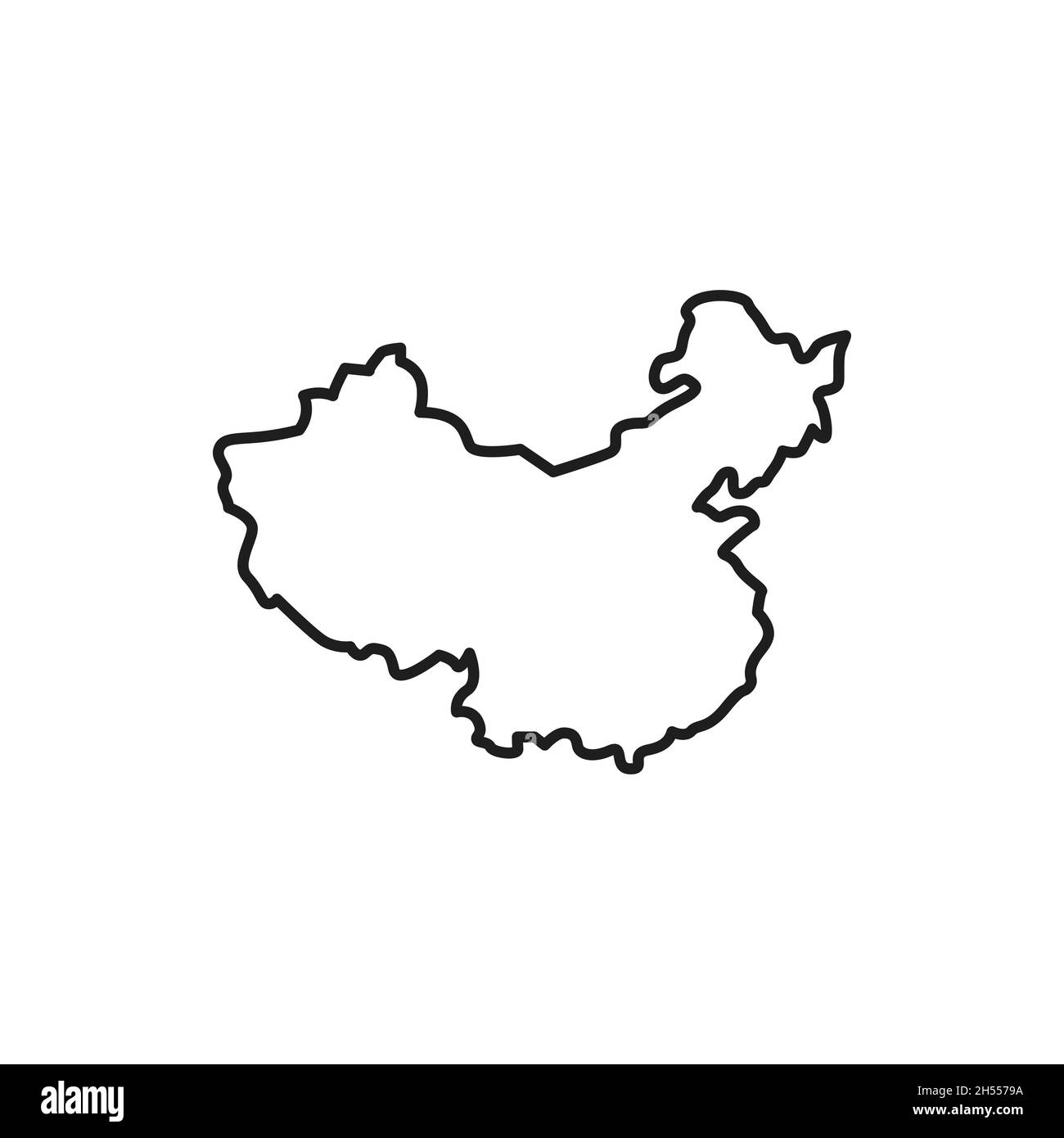 Map of China isolated thin line icon. Vector chinese geography map, chinese country territory border. Political and geographical map of China, geograp Stock Vector