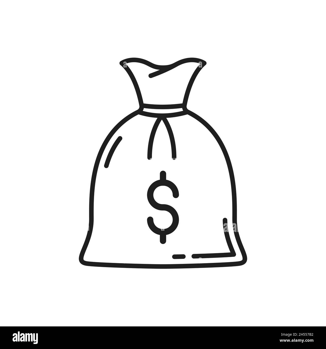 Money bag with dollar sign isolated thin line icon. Vector sack of ...