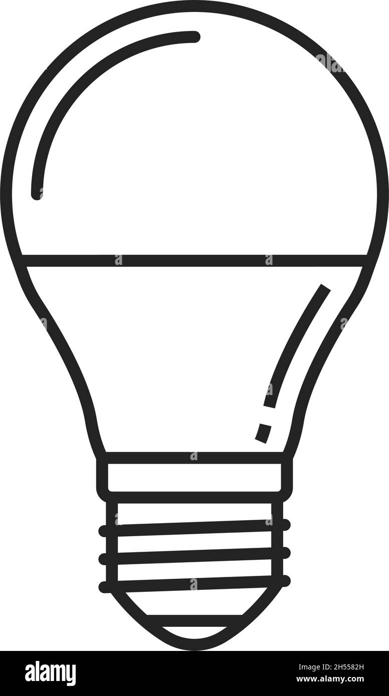Tungsten lightbulb, incandescent lamp bulb isolated thin line icon