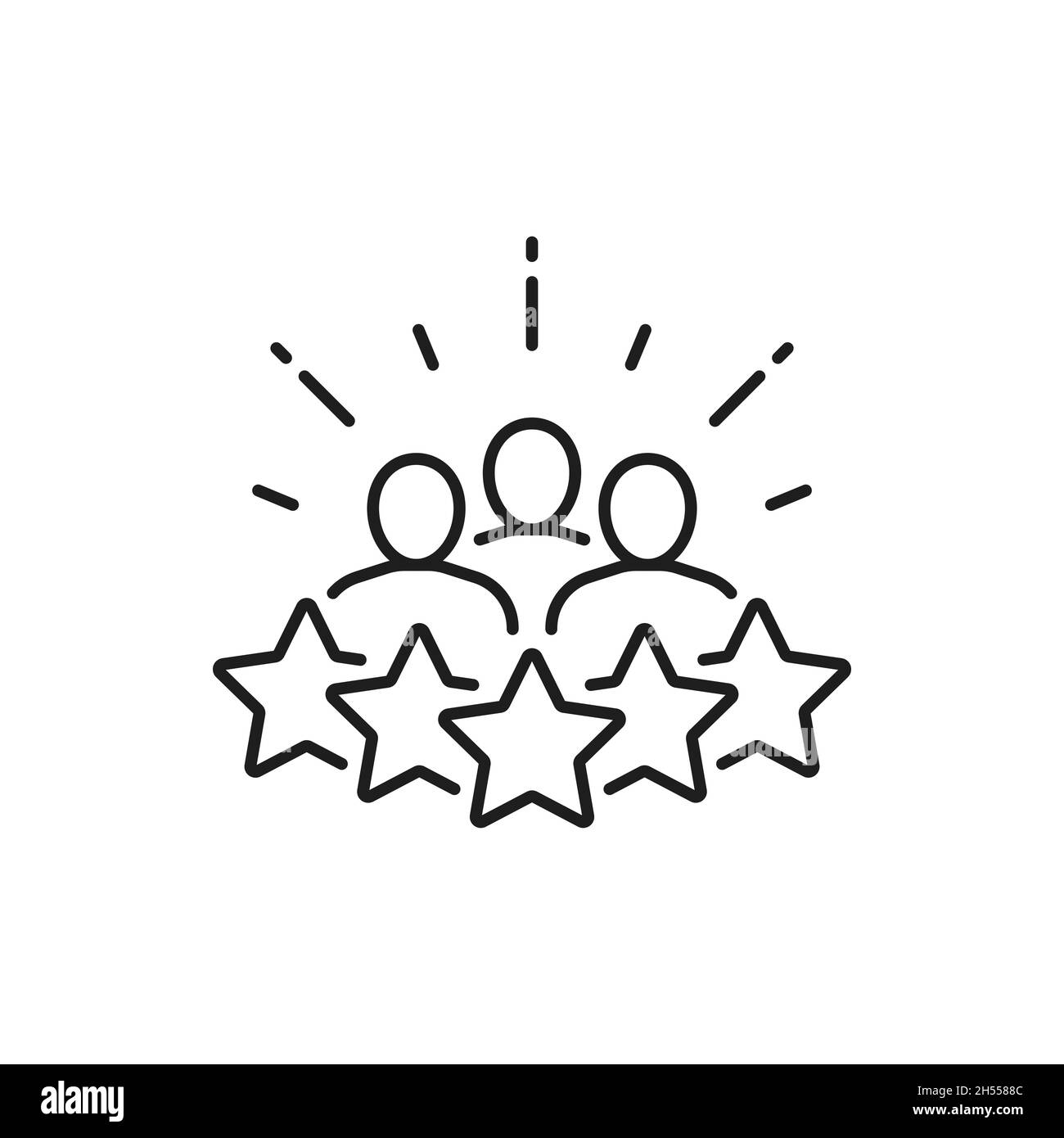 Five star rate, business people communicating and brainstorming