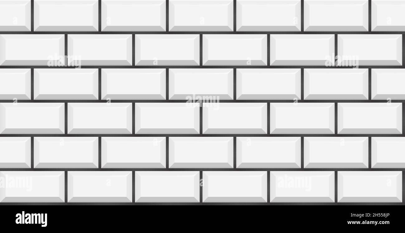 White subway tile seamless pattern. Wall with brick texture. Vector geometric background design Stock Vector