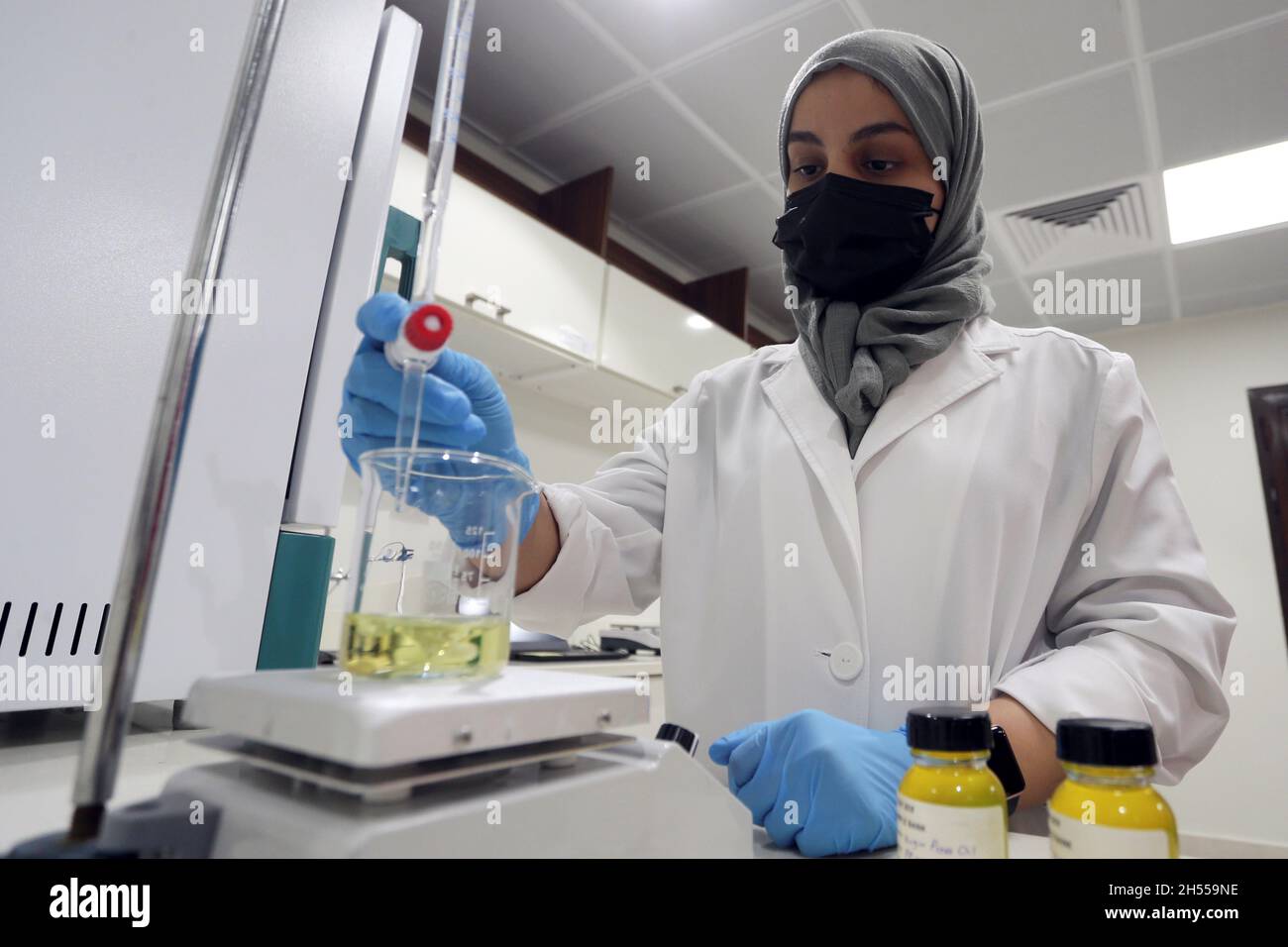 the-quality-officer-alaa-al-hazmi-manufactures-moringa-oil-at-the-peregrina-centre-in-alula-saudi-arabia-october-31-2021-picture-taken-october-31-2021-reuters-ahmed-yosri-stock-photo-alamy