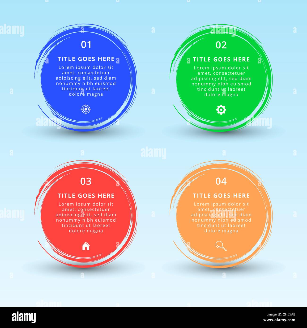 Circle Infographics with Brush Style Outside Stock Vector