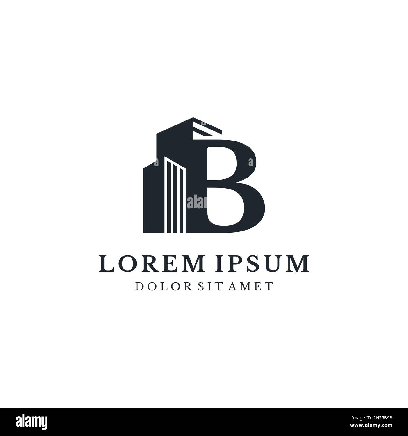 Letter B with building logo vector stock illustration design template ...