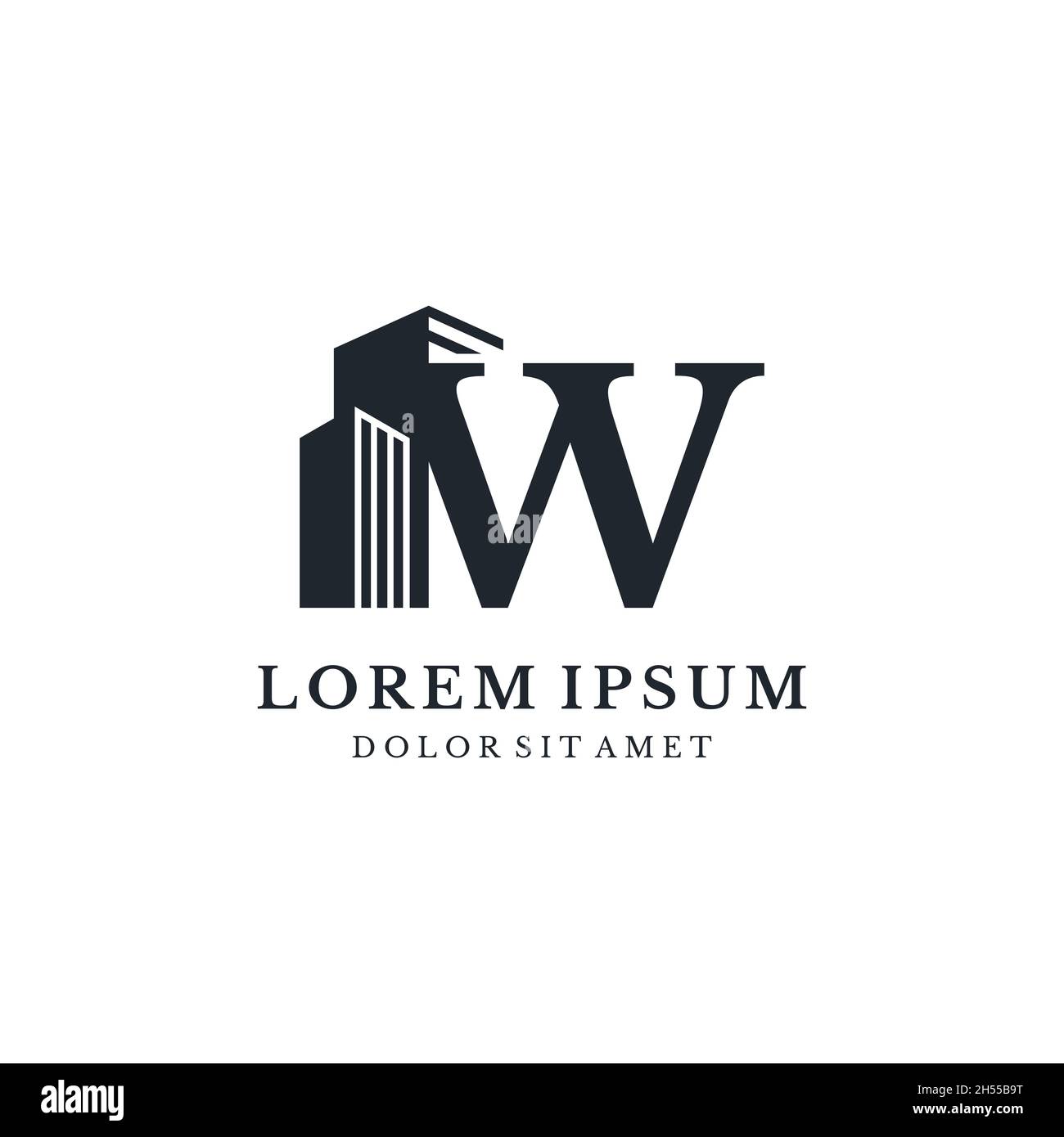 Letter W with building logo vector stock illustration design template ...
