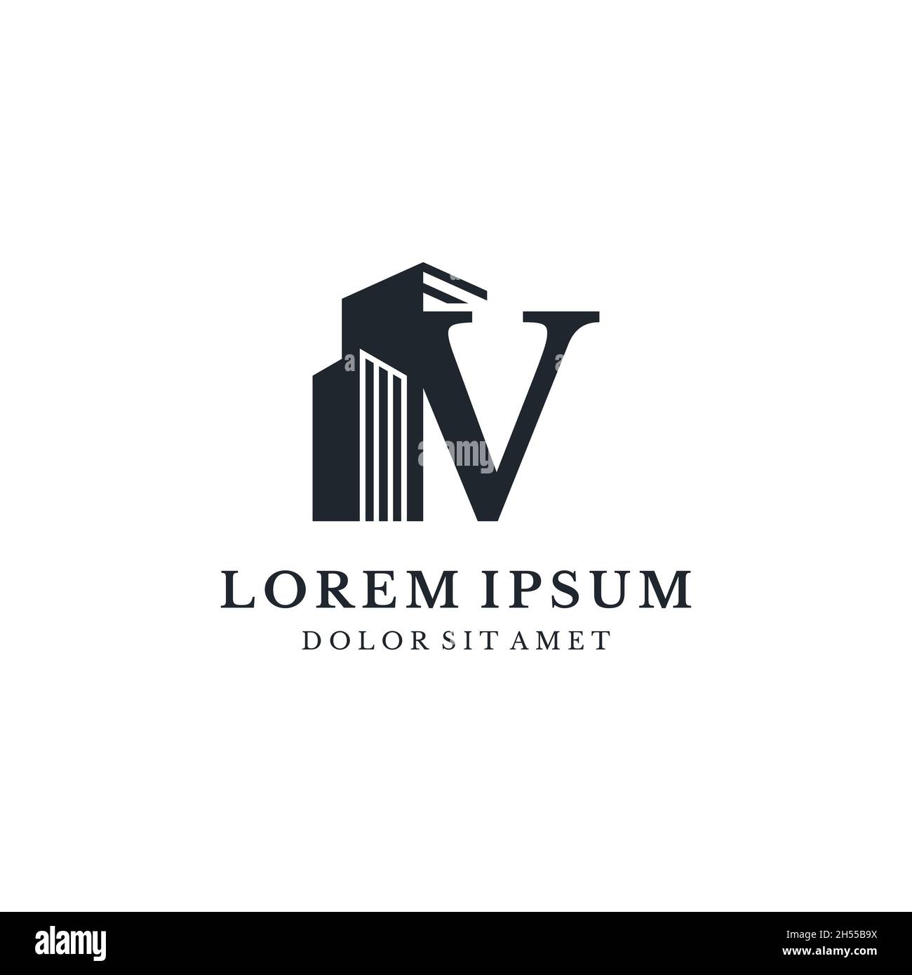Letter V with building logo vector stock illustration design template ...