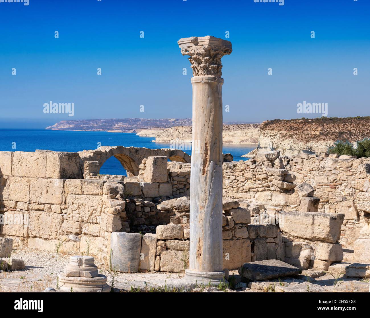 Old Greek temple of ancient Kourion, Limassol District. Cyprus. Stock Photo