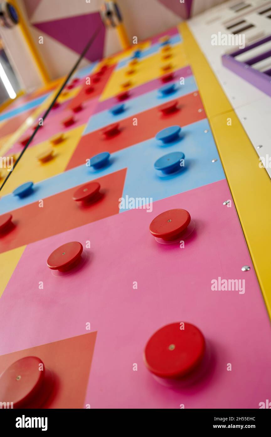 Climbing wall playground, entertainment center Stock Photo