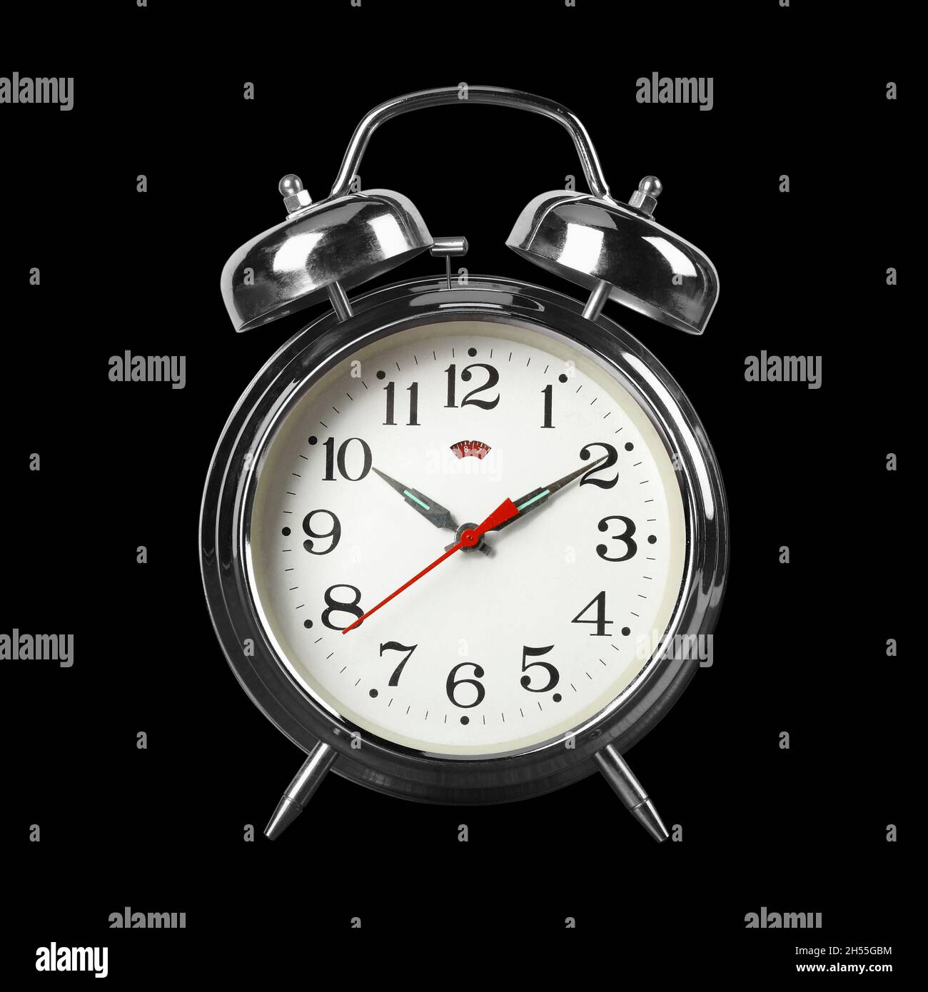 Vintage Alarm Clock - Old retro alarm clock on a black background ...