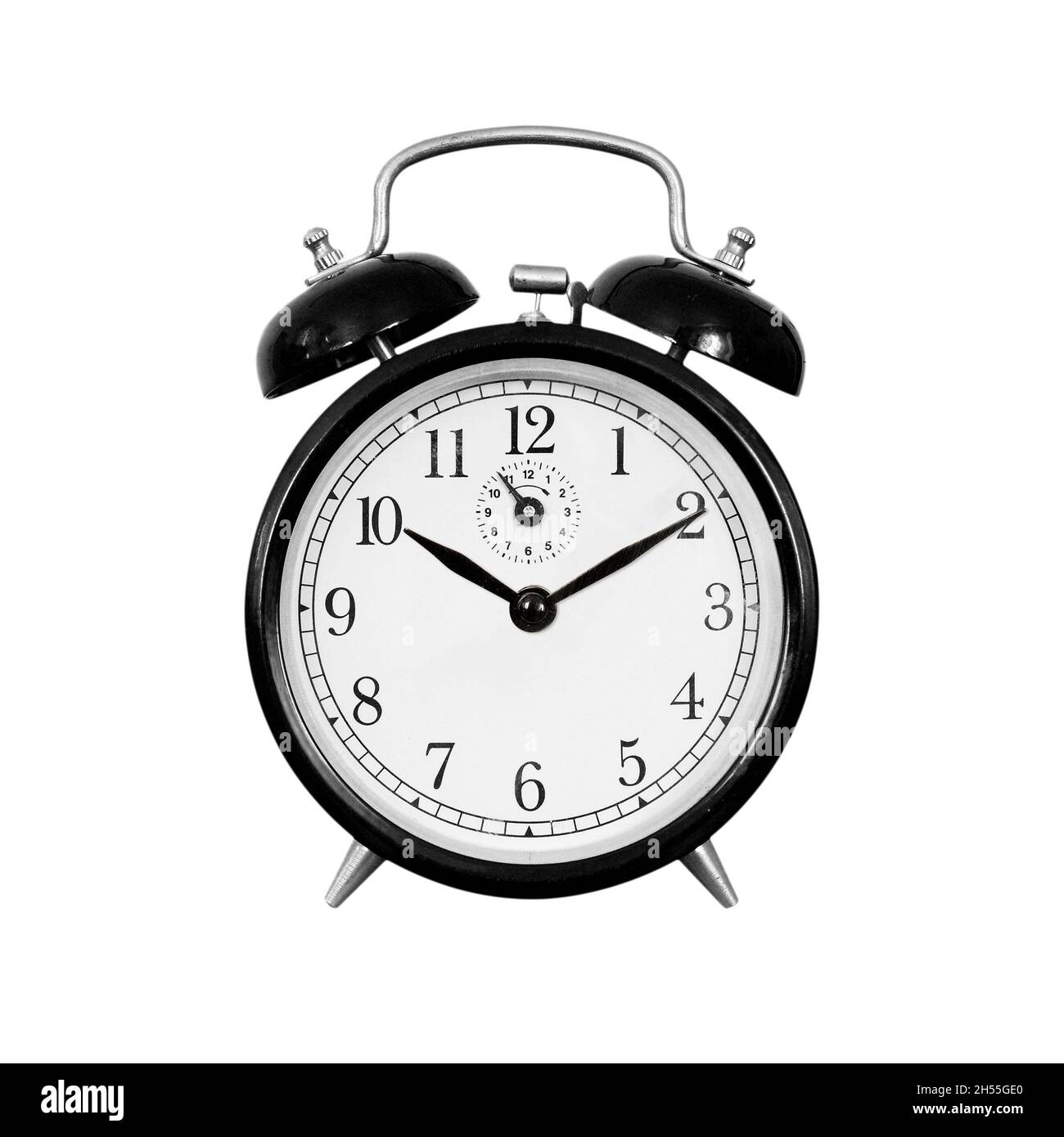 Vintage Alarm Clock - Old retro alarm clock on a white background ...