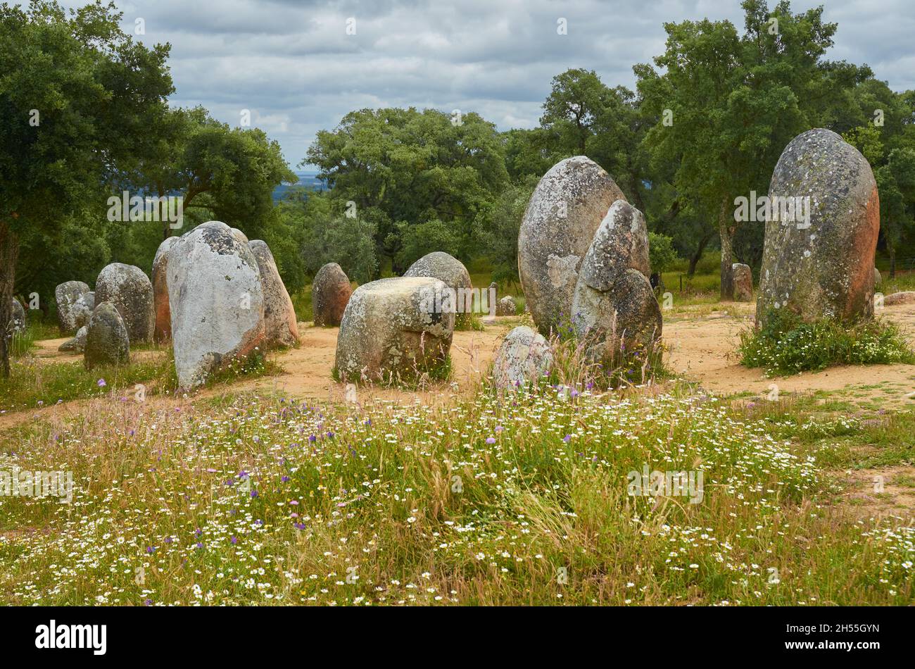 Almendres Megaliths Stock Photo