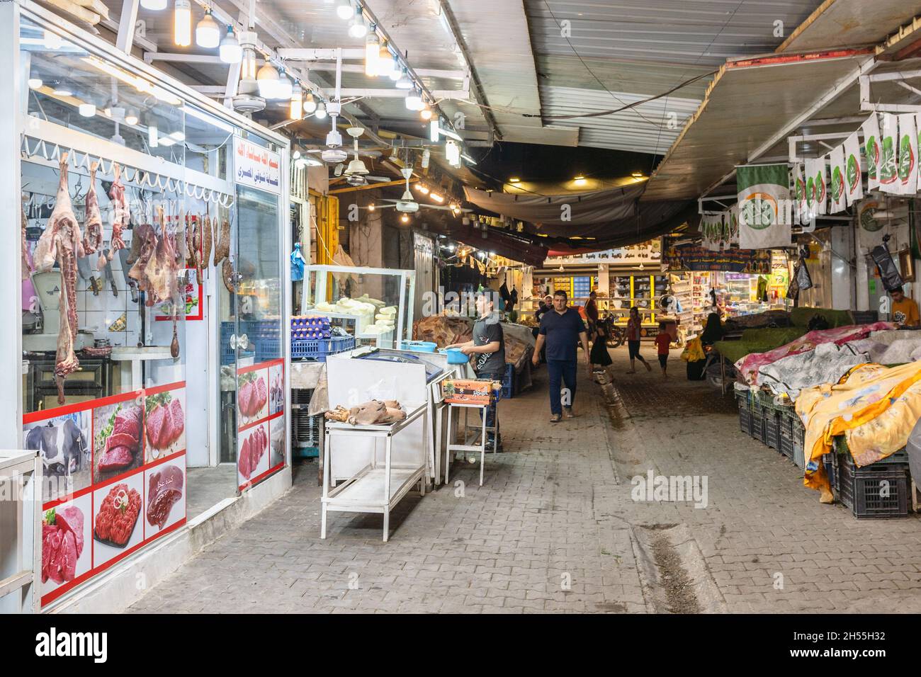 Baghdad, Iraq - October 14, 2021: Horizontal View of Historic Iraqi Bazaar (Souq) Located in Al-Adhamiya District in Baghdad. Stock Photo