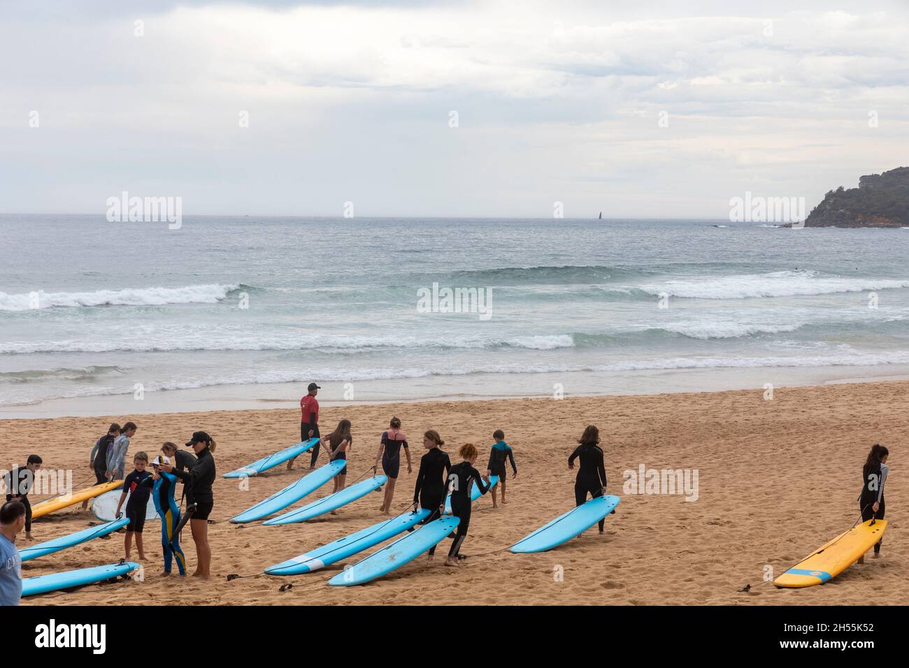 Surf lessons for a group of young children known as nippers,Manly Beach