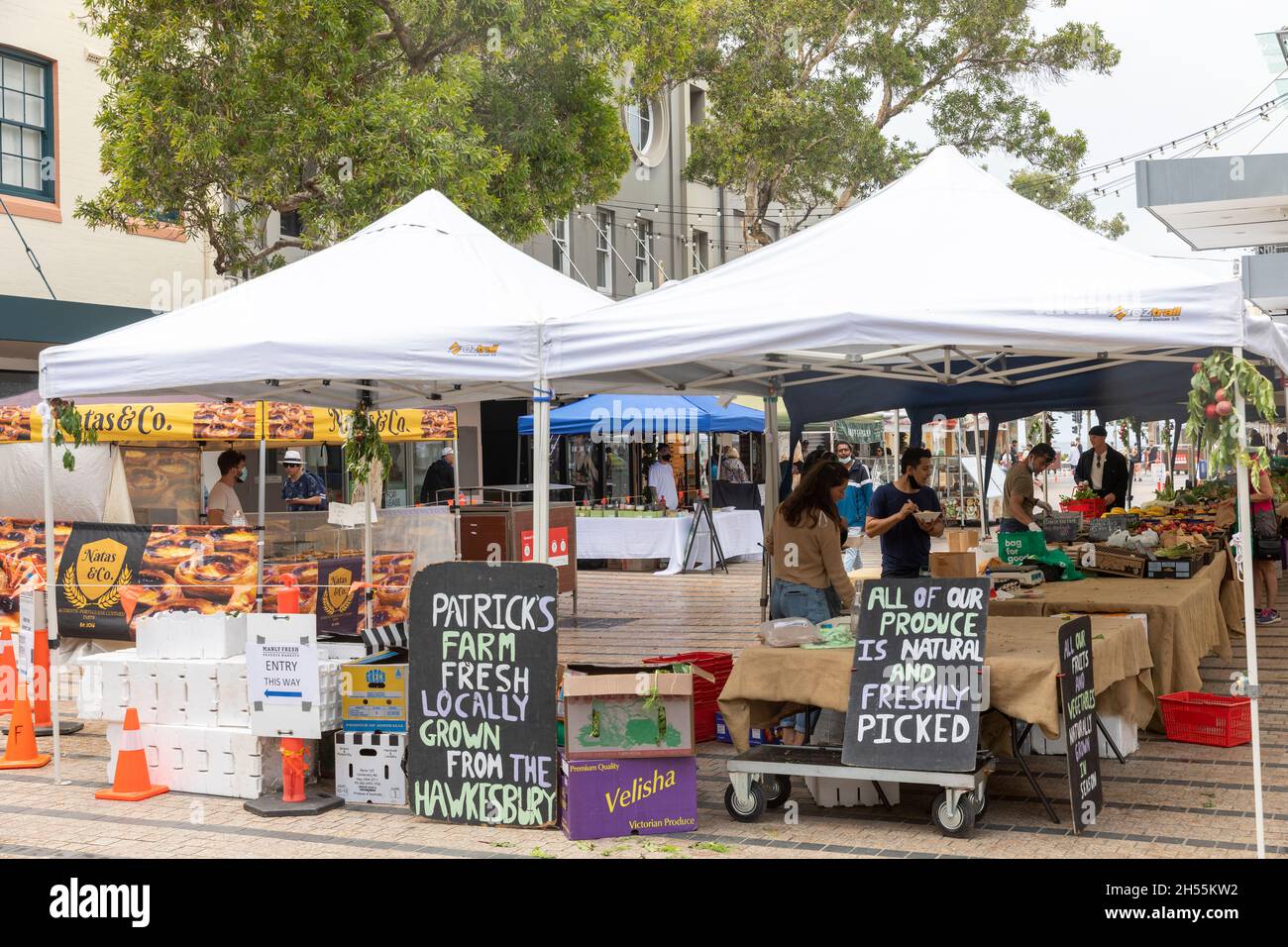 Manly Beach farmers produce market on the cross,Sydney,Australia Stock Photo