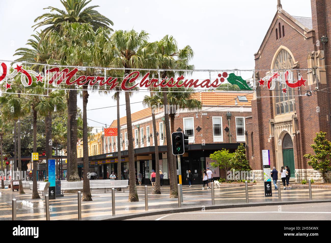 Manly Beach suburb in Sydney hangs the Christmas decorations in early