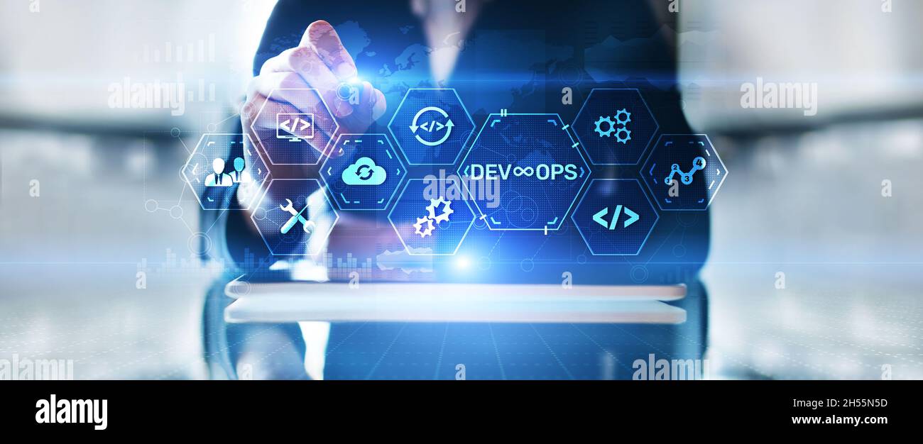 DevOps Methodology Development Operations agil programming technology concept. Stock Photo
