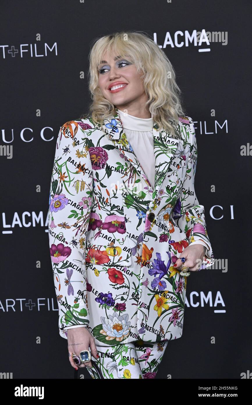Los Angeles, United States. 6th Nov, 2021. Miley Cyrus attends LACMA's Art Film 10th Annual gala at the Los Angeles County Museum of Art in Los Angeles on Saturday, November 6, 2021. Photo by Jim Ruymen/UPI Credit: UPI/Alamy Live News Stock Photo