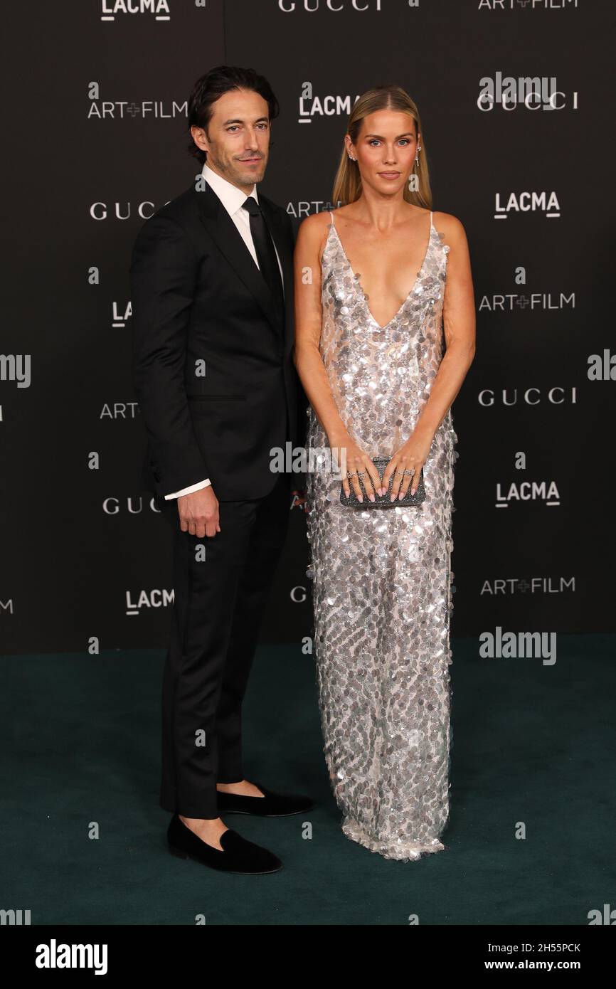 Andrew Joblon and Claire Holt arrive at the 2021 LACMA Art + Film Gala