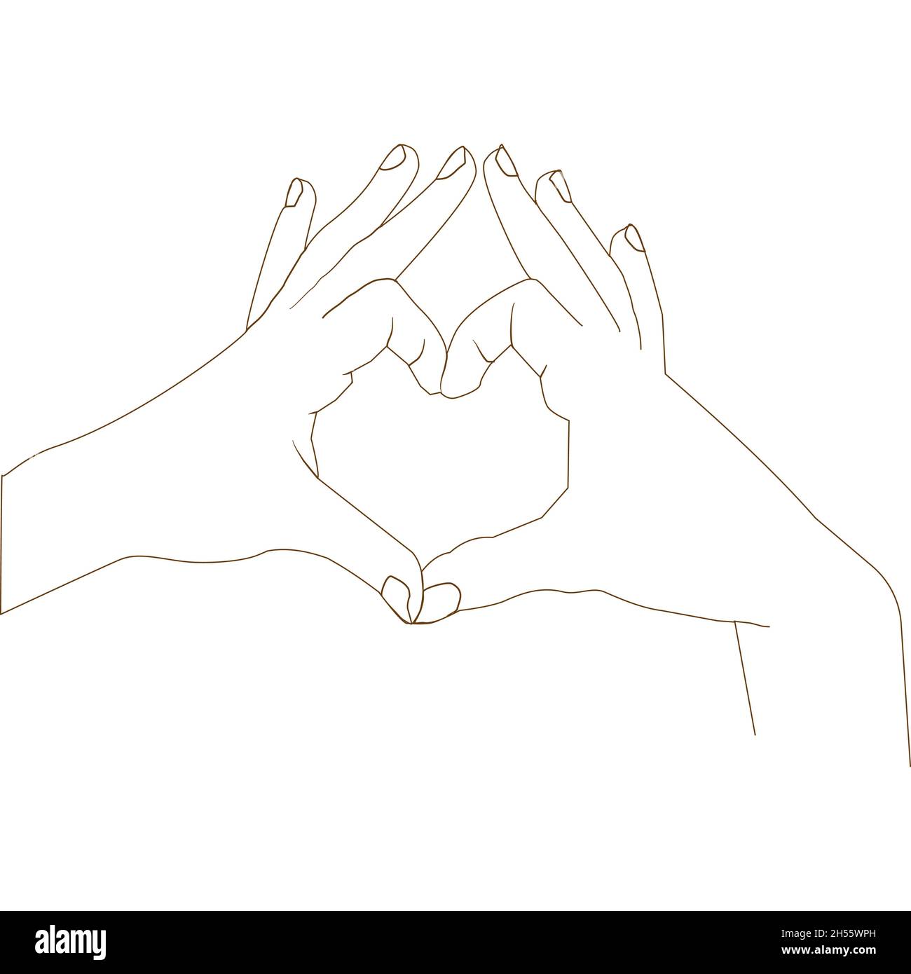 Two hands with sign of love. Sketch, line art Stock Vector Image ...