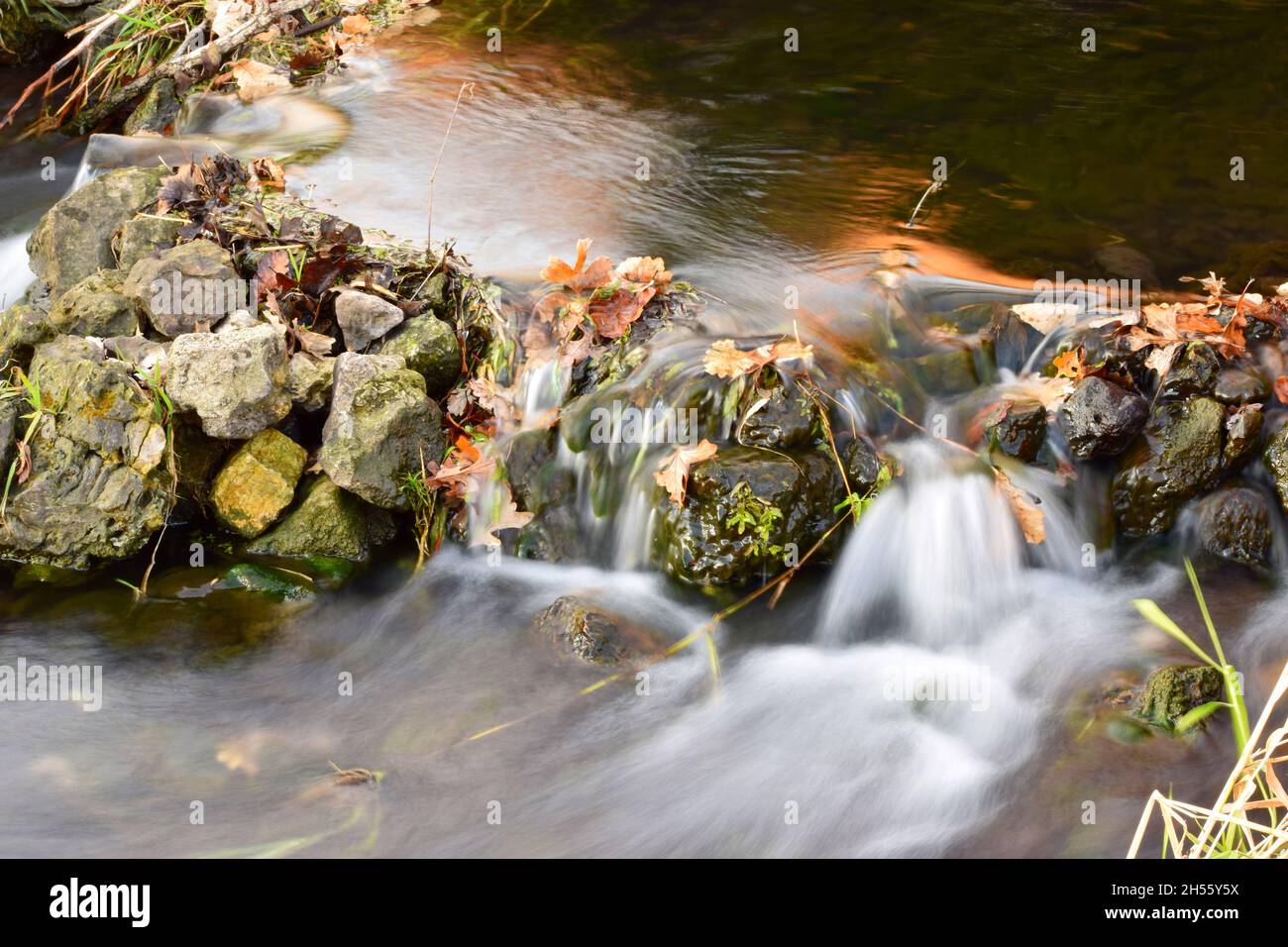 Mini waterfall in creek at Donald Park Stock Photo