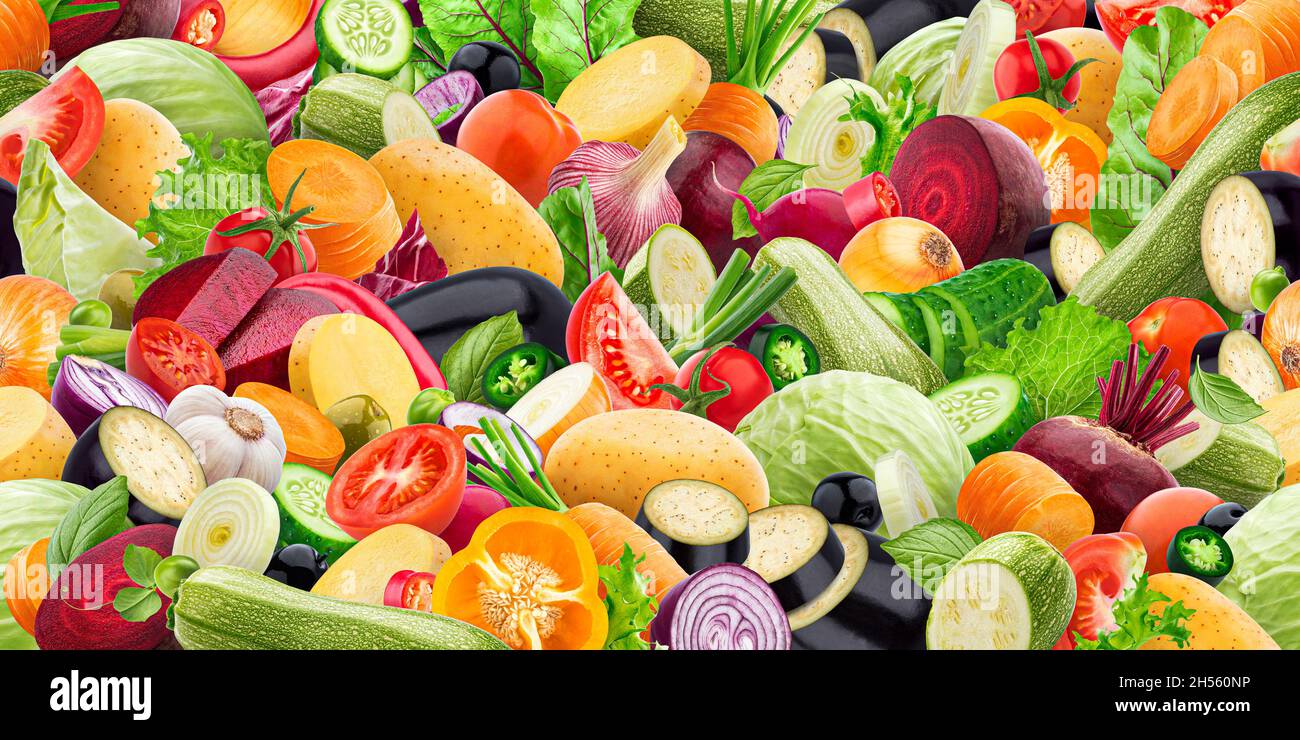 Seamless pattern made of fresh vegetables Stock Photo