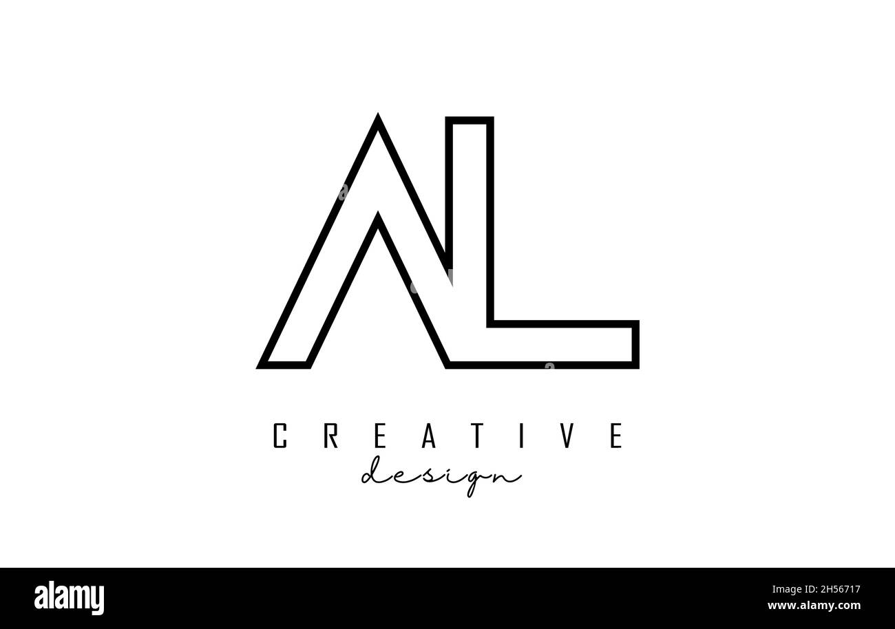 Outline AL letters logo with a minimalist design. Geometric vector ...