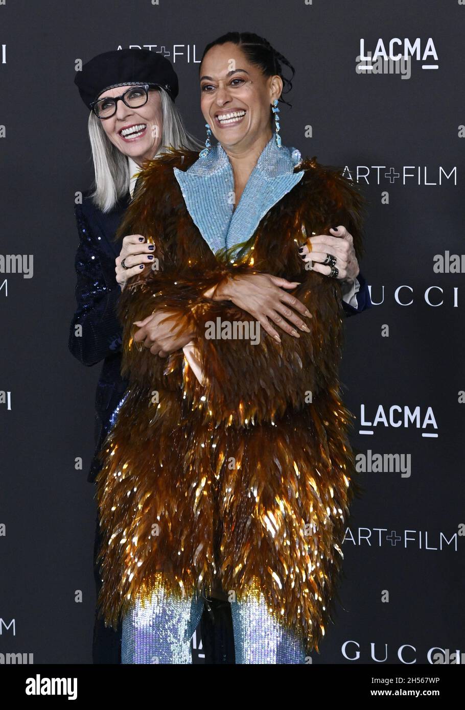 Diane Keaton (L) and Tracee Ellis Ross attend LACMA's Art+Film 10th