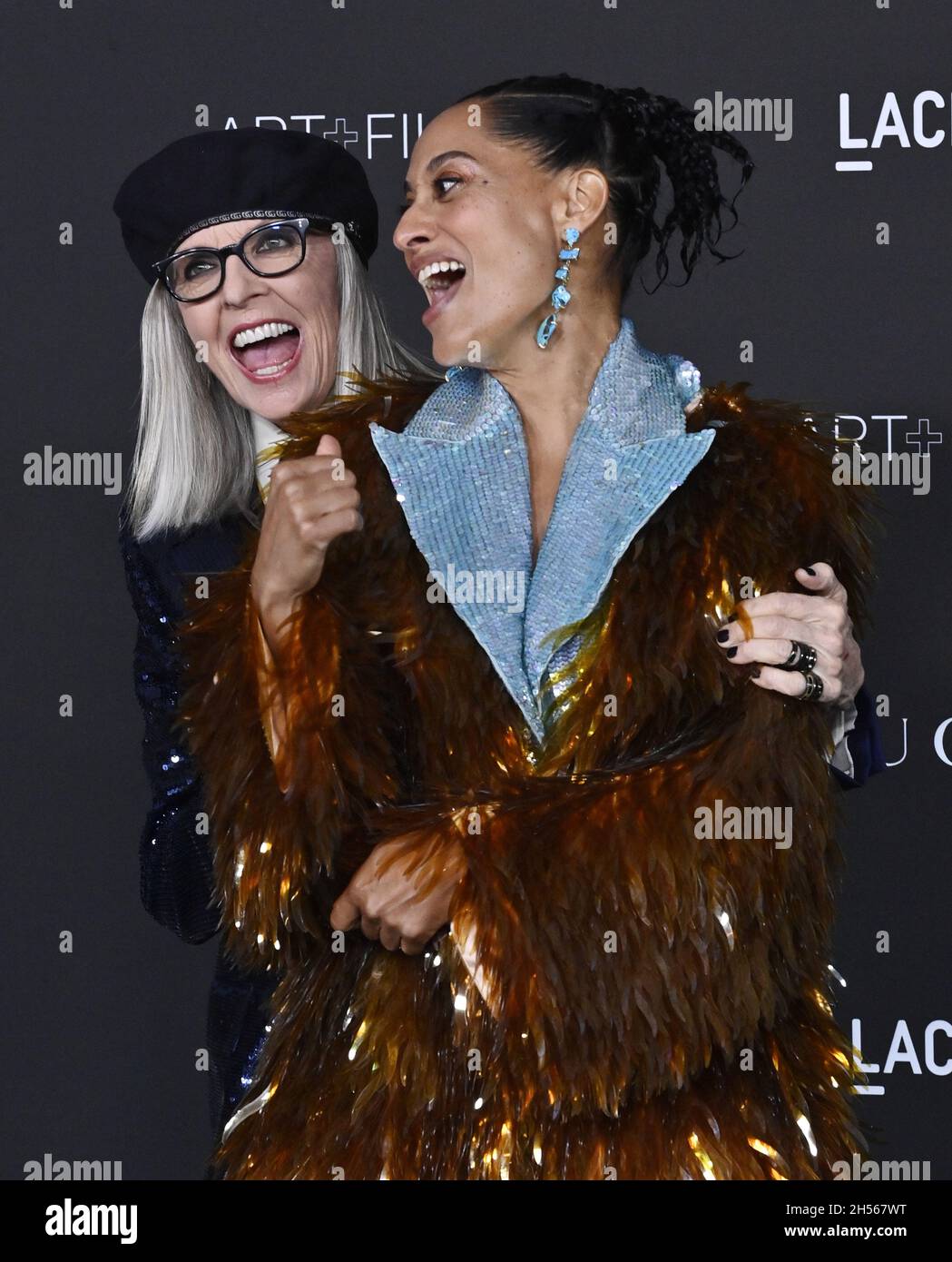 Diane Keaton (L) and Tracee Ellis Ross attend LACMA's Art+Film 10th