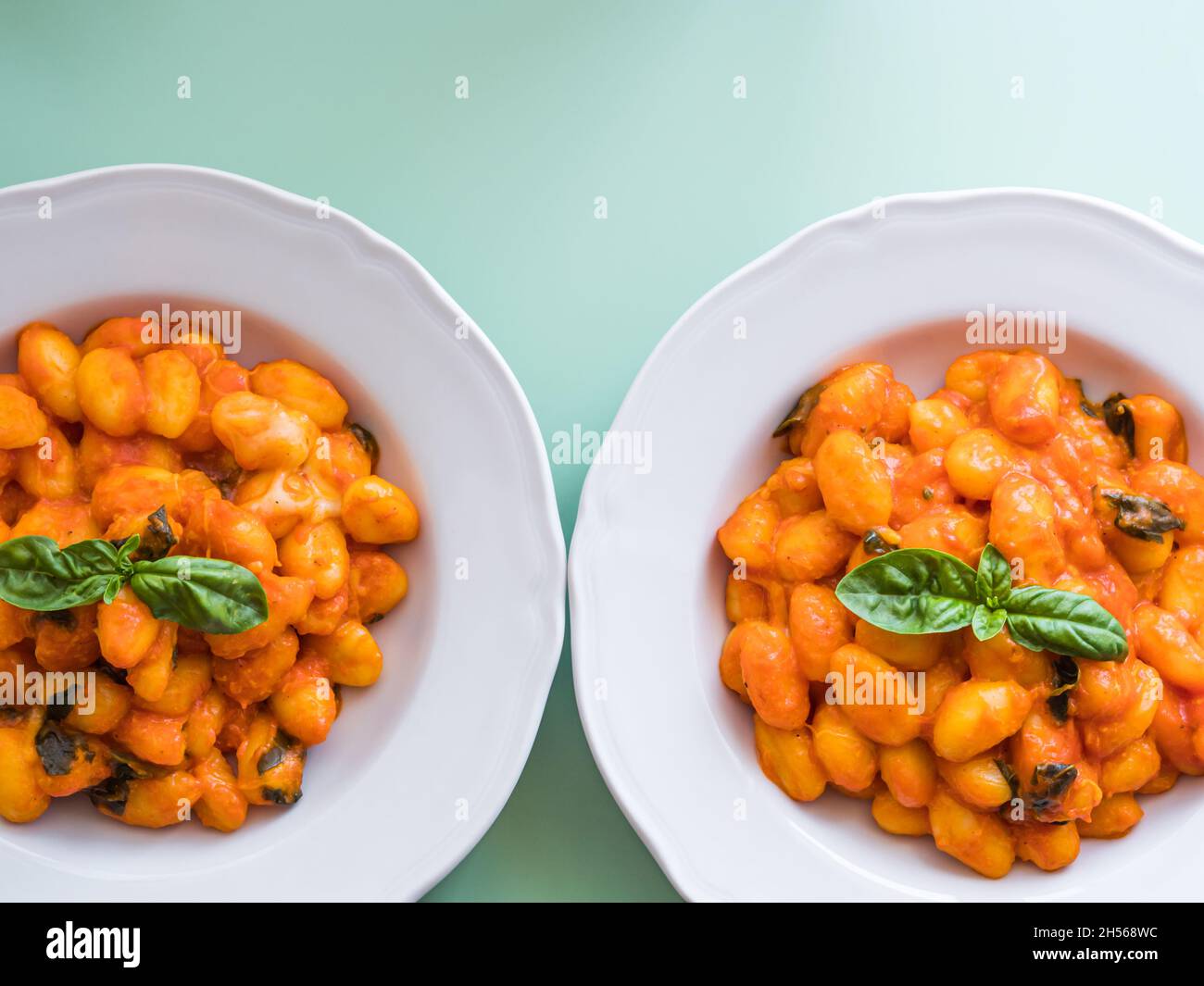Italian potato gnocchi pasta with tomato sauce and mozzarella cheese