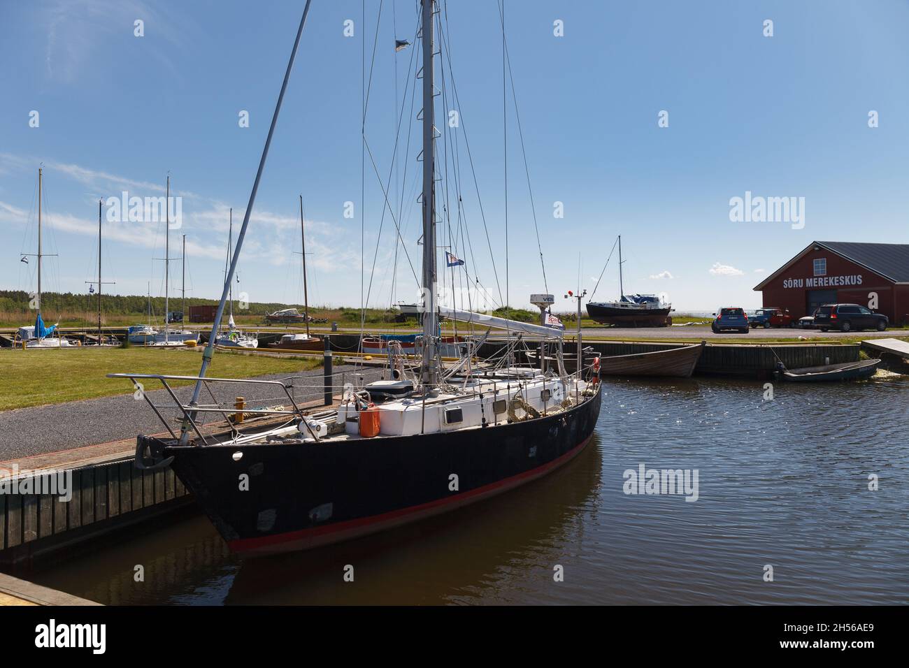 Soru, Hiiu, Estonia - JULY 19, 2021: Yachts in small local marina. Stock Photo