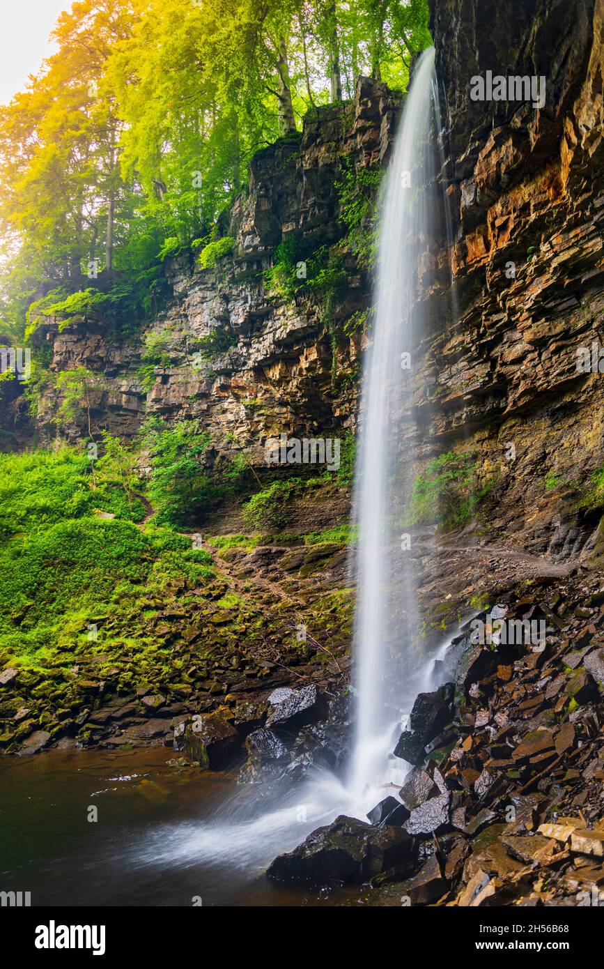 Long exposure photograph of Hardraw force, England's highest waterfall Stock Photo