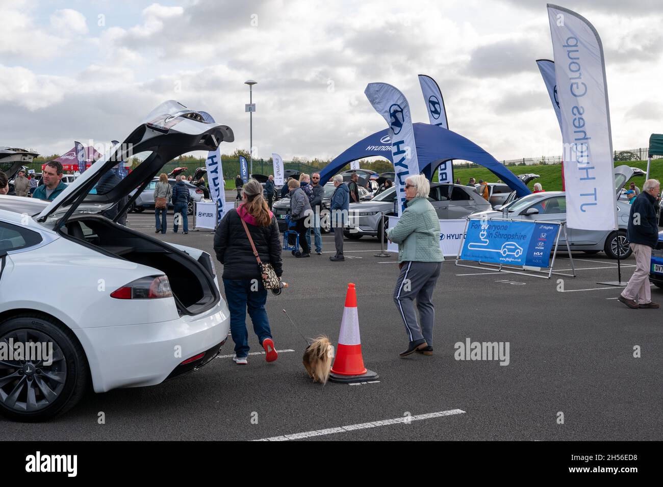 Exhibitors at Shropshire Goes Electric Day held at Shrewsbury Town Football Club, Montgomery Waters Meadow. Stock Photo