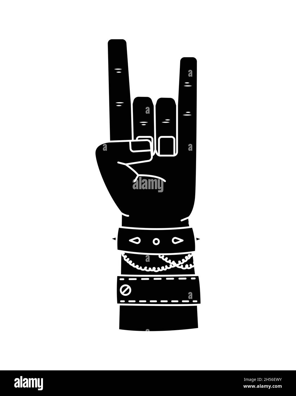 Vector illustration of hand gestures - rock on, heavy metal sign ...