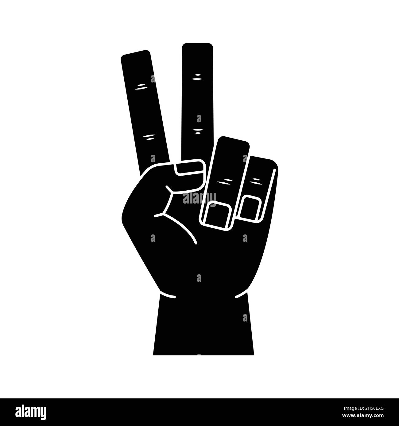 Vector illustration of hand gestures - victory. Simple style man hand. Stock Vector