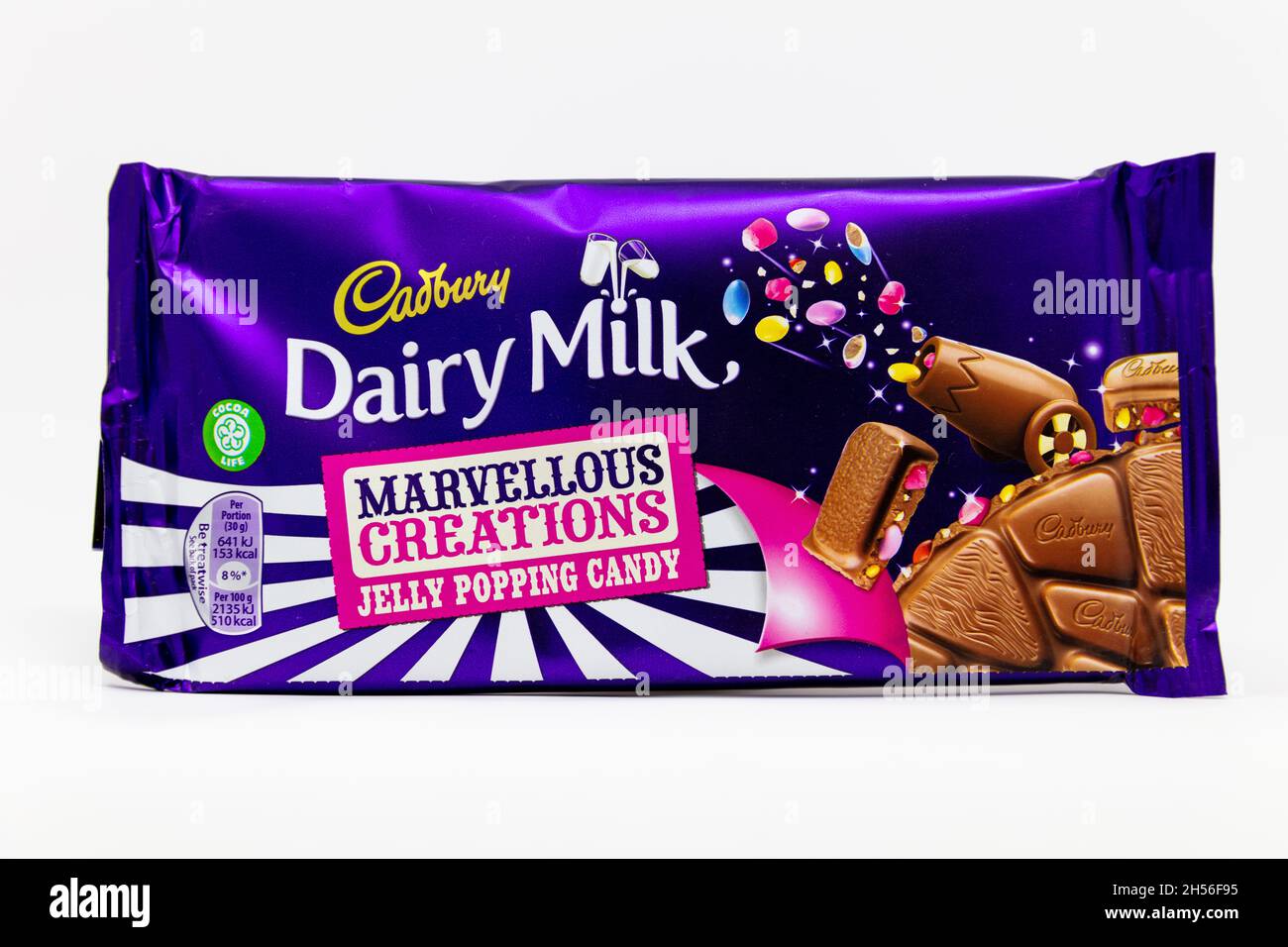 Cadbury Dairy Milk Marvellous Creations Jelly Popping Candy Bar Stock Photo
