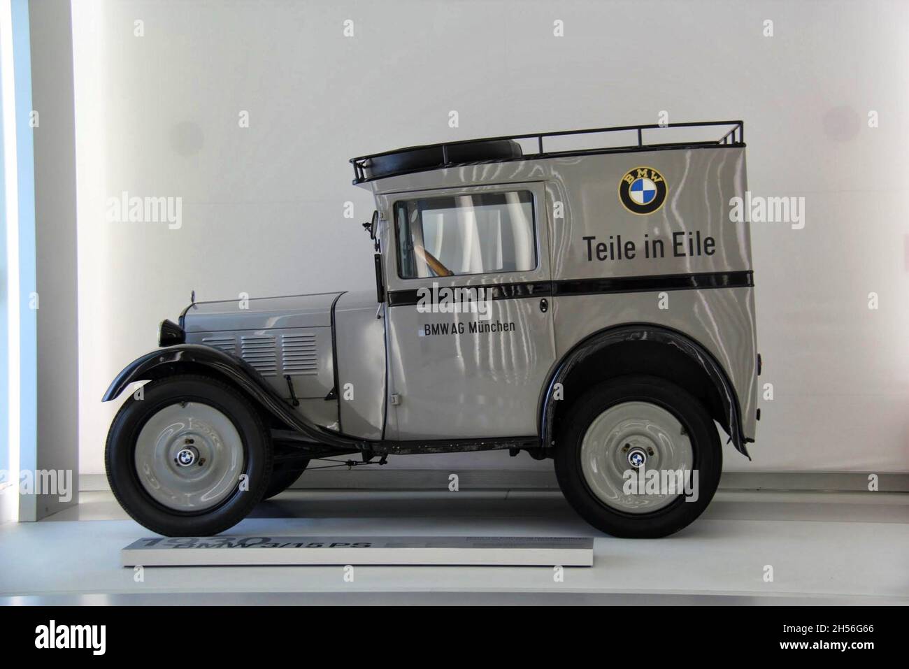 BMW Dixi: gray color, which was used for service by the automaker, was the first car manufactured by BMW. BMW Museum, Welt - Munich - Germany . Stock Photo