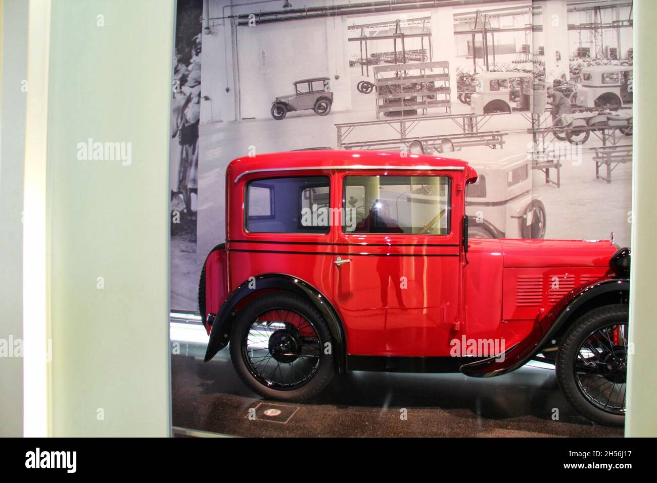 BMW Dixi: red color, was the first car manufactured by BMW in the period 1928-1931. BMW Museum, Welt - Munich - Germany . Stock Photo