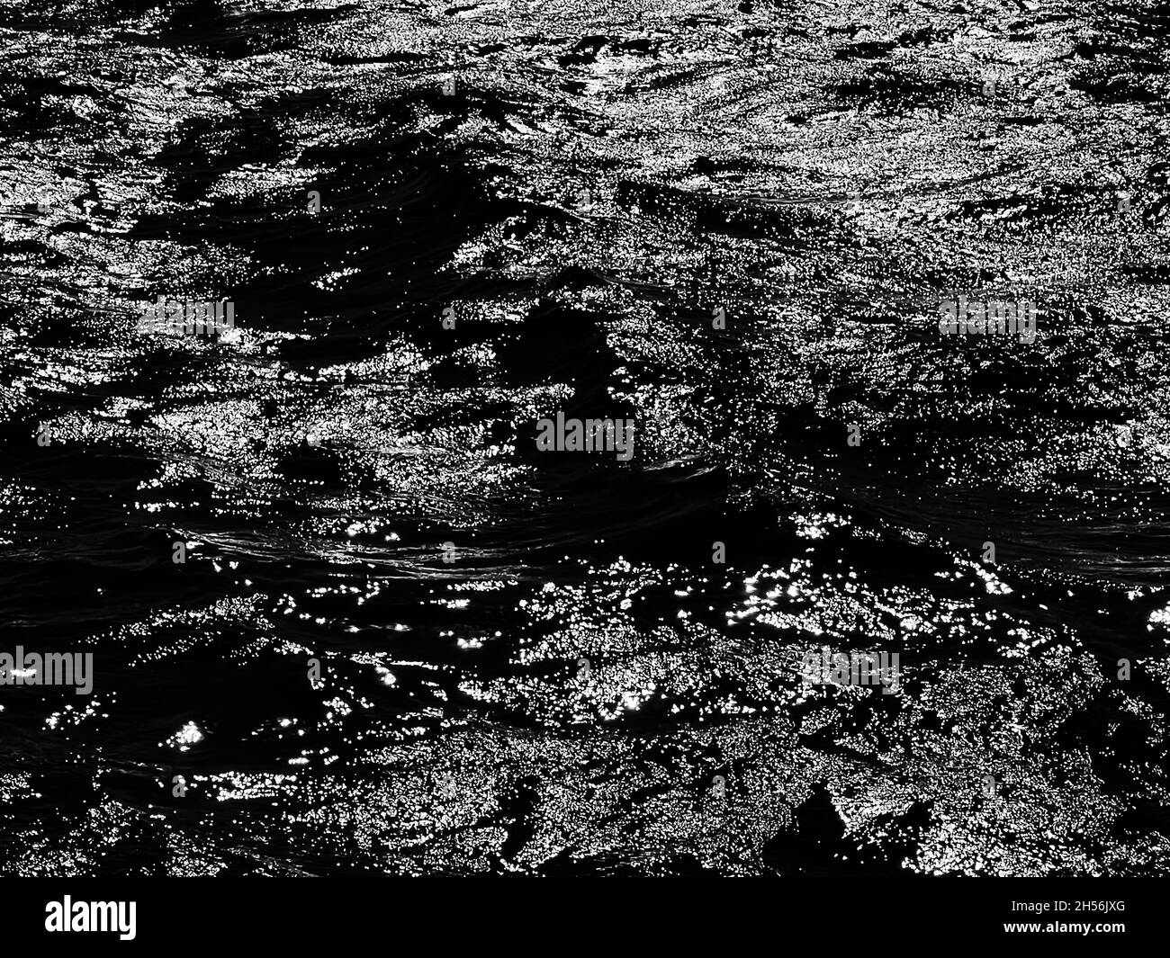 Sea, texture and coastal nature concept. Ocean water as black and white ...