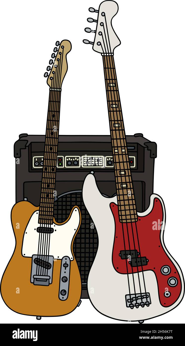Hand drawing of classic and bass electric guitars with the combo Stock Vector Image & Art Alamy