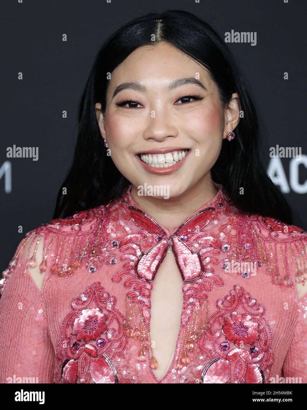 LOS ANGELES, CALIFORNIA, USA - NOVEMBER 06: Actress Awkwafina wearing a Gucci dress arrives at the 10th Annual LACMA Art + Film Gala 2021 held at the Los Angeles County Museum of Art on November 6, 2021 in Los Angeles, California, United States. (Photo by Xavier Collin/Image Press Agency) Stock Photo