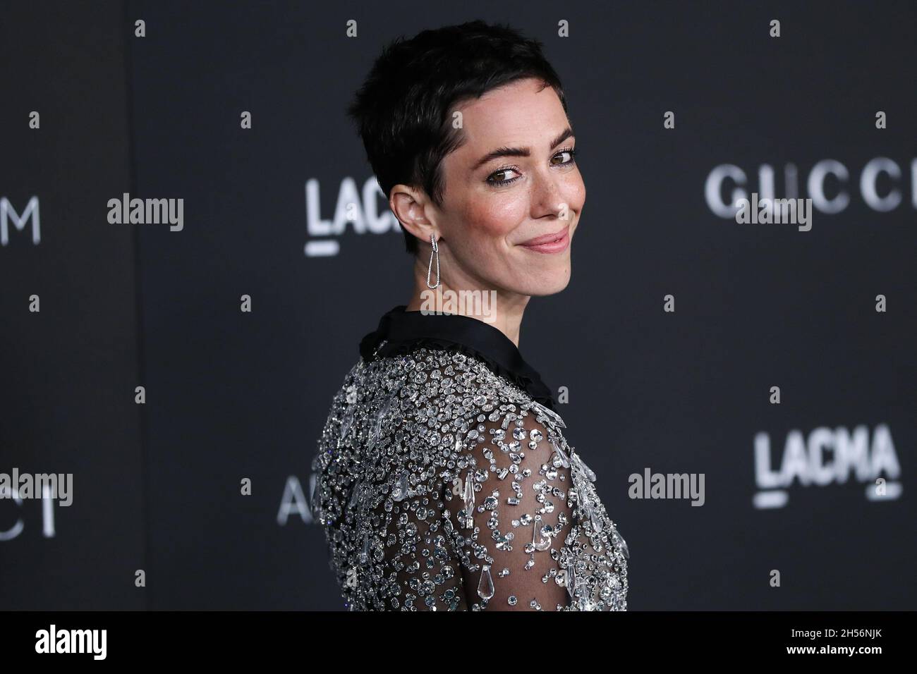 LOS ANGELES, CALIFORNIA, USA - NOVEMBER 06: Actress Rebecca Hall wearing a Miu Miu dress arrives at the 10th Annual LACMA Art + Film Gala 2021 held at the Los Angeles County Museum of Art on November 6, 2021 in Los Angeles, California, United States. (Photo by Xavier Collin/Image Press Agency) Stock Photo