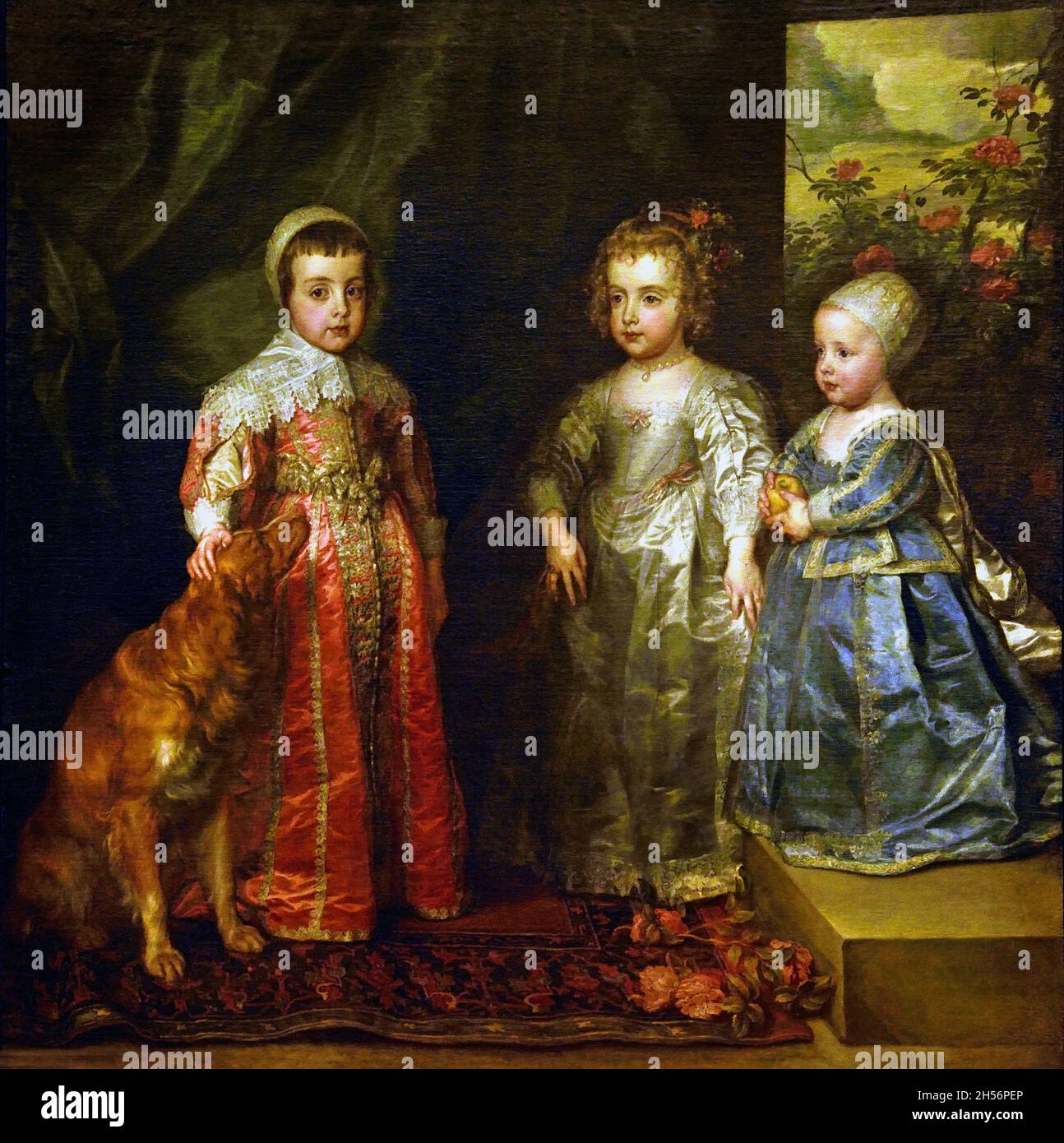 The three eldest children of King Charles I of England by Anthony, Anton, Antoon,  van Dyck Belgian, Belgium, Flemish, ( Charles I 1600 – 1649) was King of England, Scotland, and Ireland from 27 March 1625 until his execution in 1649. ) Stock Photo