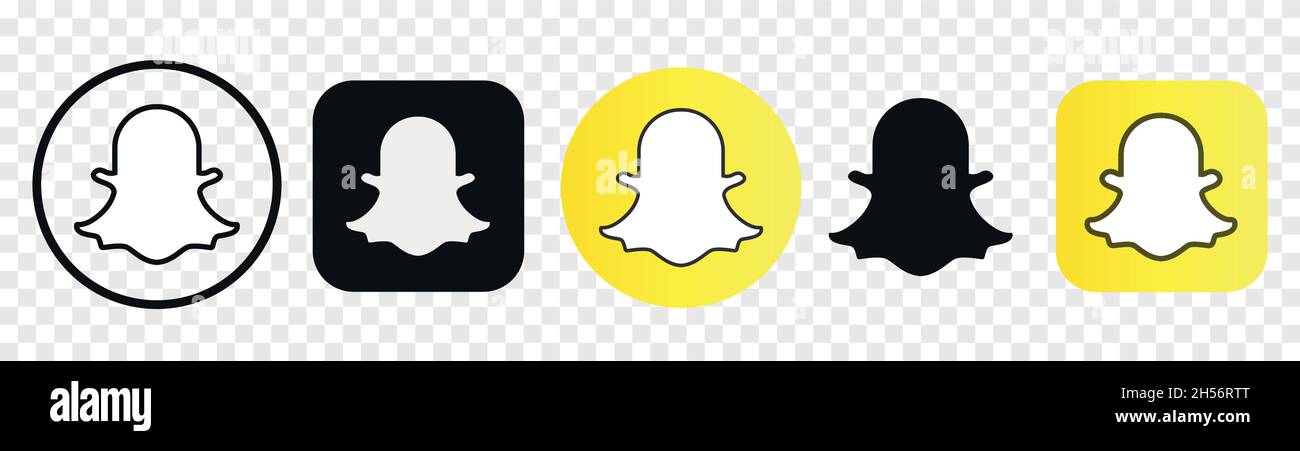 Snapchat logo set in different shape on a transparent Stock Vector